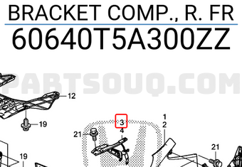 Honda 60640T5A300ZZ BRACKET COMP., R. FR