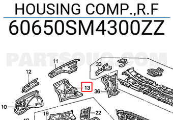 Honda 60650SM4300ZZ HOUSING COMP.,R.F