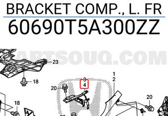 Honda 60690T5A300ZZ BRACKET COMP., L. FR