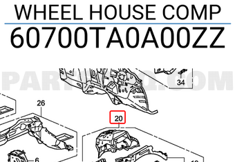 Honda 60700TA0A00ZZ WHEEL HOUSE COMP