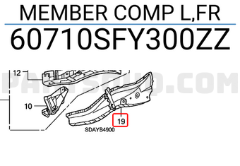 Honda 60710SFY300ZZ MEMBER COMP L,FR