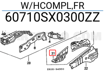 Honda 60710SX0300ZZ W/HCOMPL,FR