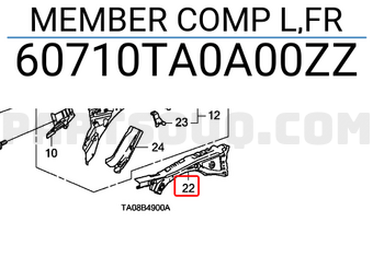 Honda 60710TA0A00ZZ MEMBER COMP L,FR