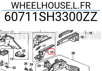 Honda 60711SH3300ZZ WHEELHOUSE,L.FR