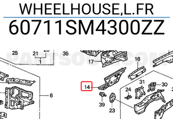 Honda 60711SM4300ZZ WHEELHOUSE,L.FR