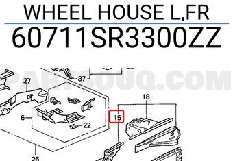 Honda 60711SR3300ZZ WHEEL HOUSE L,FR