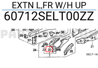 Honda 60712SELT00ZZ EXTN L,FR W/H UP