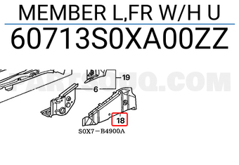 Honda 60713S0XA00ZZ MEMBER L,FR W/H U