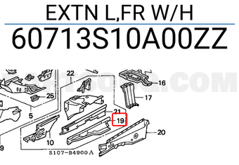 Honda 60713S10A00ZZ EXTN L,FR W/H