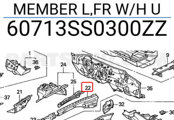 Honda 60713SS0300ZZ MEMBER L,FR W/H U