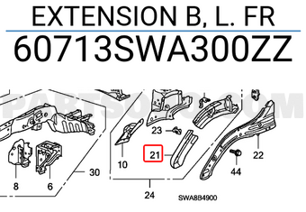 Honda 60713SWA300ZZ EXTENSION B, L. FR