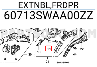Honda 60713SWAA00ZZ EXTNBL,FRDPR