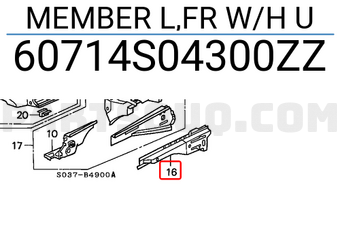 Honda 60714S04300ZZ MEMBER L,FR W/H U