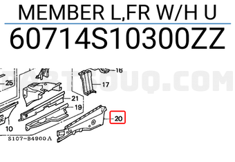Honda 60714S10300ZZ MEMBER L,FR W/H U