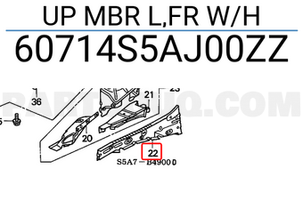 Honda 60714S5AJ00ZZ UP MBR L,FR W/H