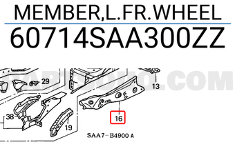 Honda 60714SAA300ZZ MEMBER,L.FR.WHEEL