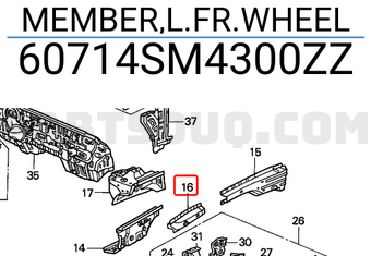 Honda 60714SM4300ZZ MEMBER,L.FR.WHEEL