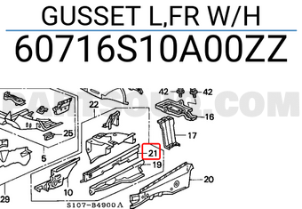 Honda 60716S10A00ZZ GUSSET L,FR W/H