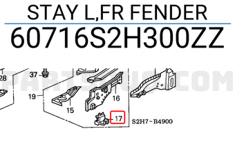 Honda 60716S2H300ZZ STAY L,FR FENDER