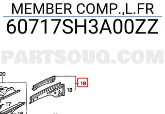 Honda 60717SH3A00ZZ MEMBER COMP.,L.FR