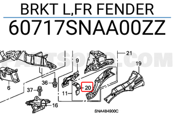 Honda 60717SNAA00ZZ BRKT L,FR FENDER