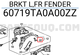 Honda 60719TA0A00ZZ BRKT L,FR FENDER