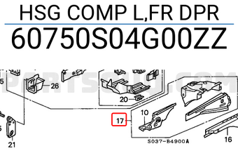 Honda 60750S04G00ZZ HSG COMP L,FR DPR