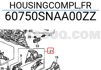 Honda 60750SNAA00ZZ HOUSINGCOMPL,FR