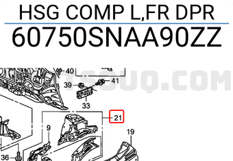 Honda 60750SNAA90ZZ HSG COMP L,FR DPR