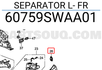 Honda 60759SWAA01 SEPARATOR L- FR