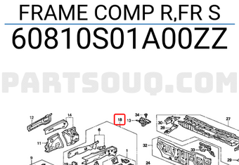 Honda 60810S01A00ZZ FRAME COMP R,FR S