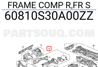 Honda 60810S30A00ZZ FRAME COMP R,FR S