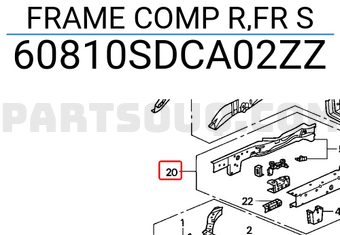 Honda 60810SDCA02ZZ FRAME COMP R,FR S