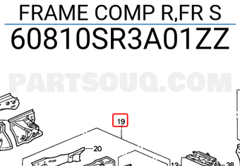Honda 60810SR3A01ZZ FRAME COMP R,FR S