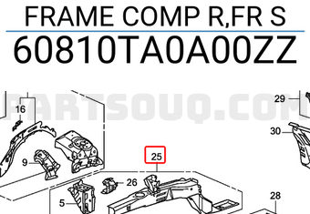 Honda 60810TA0A00ZZ FRAME COMP R,FR S