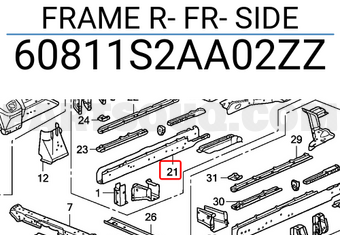 Honda 60811S2AA02ZZ FRAME R- FR- SIDE
