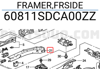 Honda 60811SDCA00ZZ FRAMER,FRSIDE