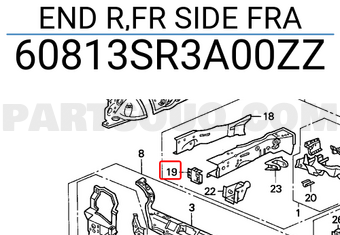 Honda 60813SR3A00ZZ END R,FR SIDE FRA