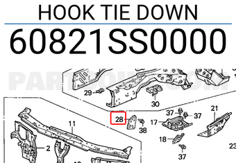 Honda 60821SS0000 HOOK TIE DOWN
