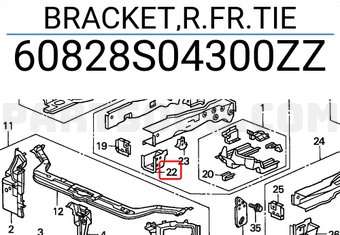 Honda 60828S04300ZZ BRACKET,R.FR.TIE