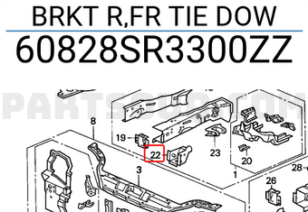 Honda 60828SR3300ZZ BRKT R,FR TIE DOW