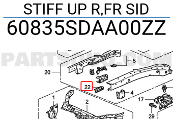 Honda 60835SDAA00ZZ STIFF UP R,FR SID