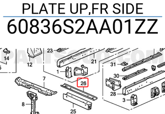 Honda 60836S2AA01ZZ PLATE UP,FR SIDE