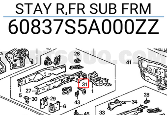 Honda 60837S5A000ZZ STAY R,FR SUB FRM