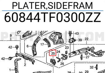 Honda 60844TF0300ZZ PLATER,SIDEFRAM