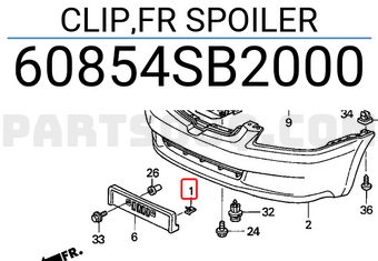 Honda 60854SB2000 CLIP,FR SPOILER