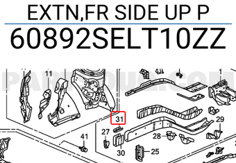 Honda 60892SELT10ZZ EXTN,FR SIDE UP P