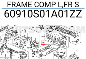 Honda 60910S01A01ZZ FRAME COMP L,FR S