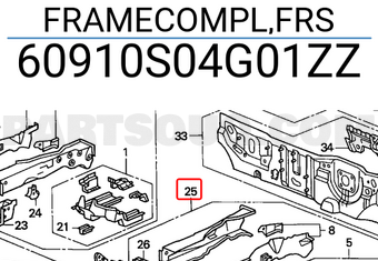 Honda 60910S04G01ZZ FRAMECOMPL,FRS