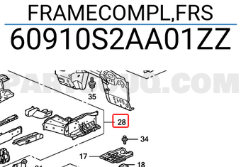 Honda 60910S2AA01ZZ FRAMECOMPL,FRS